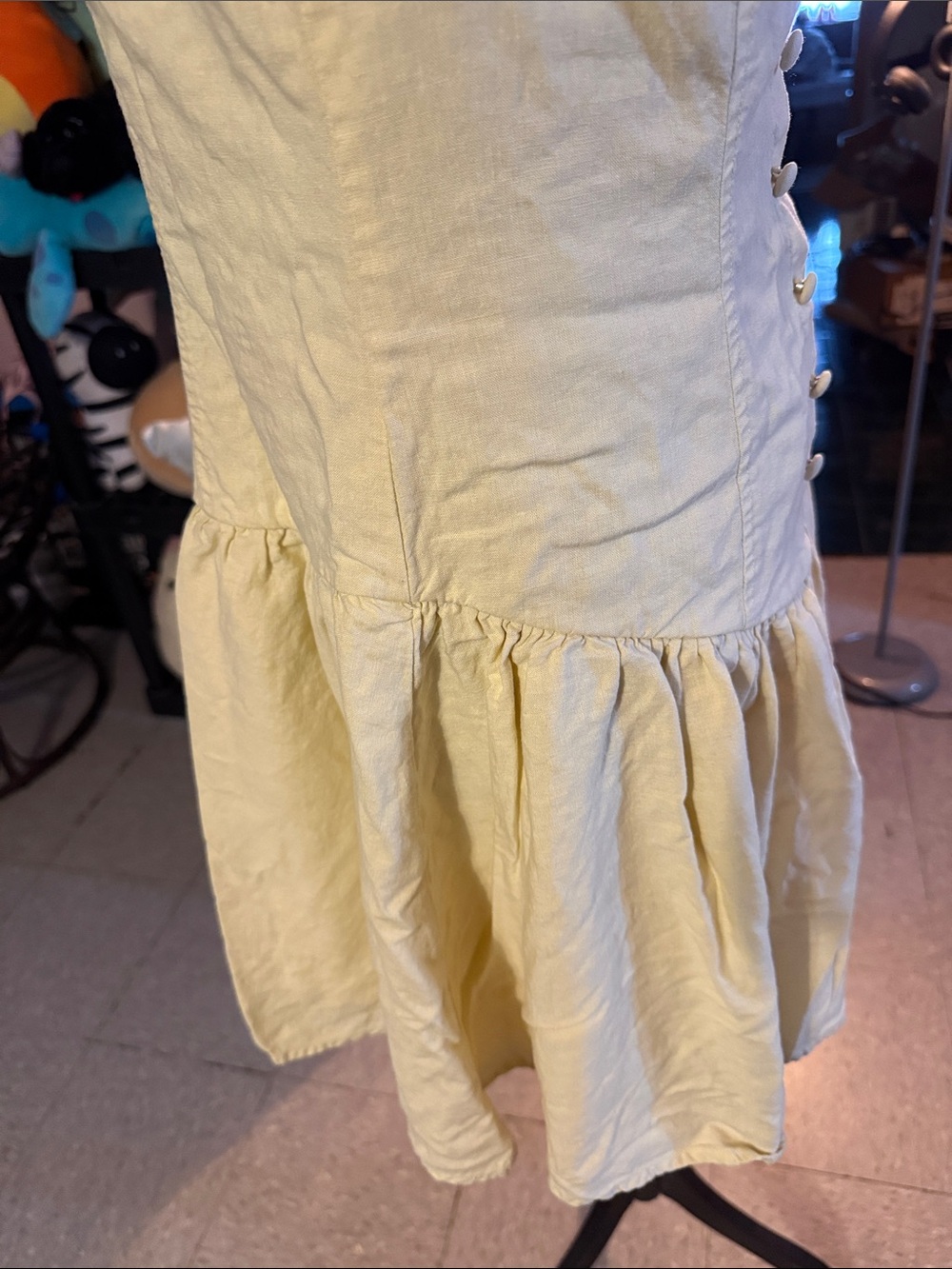 wild fable Cream Button-Front Ruffle-Hem Sundress - Picture 6 of 14